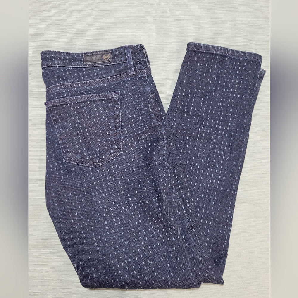 AG Stevie Adriano Goldschmied Ankle Women's Dark Blue With Dots Skinny Jeans 29R